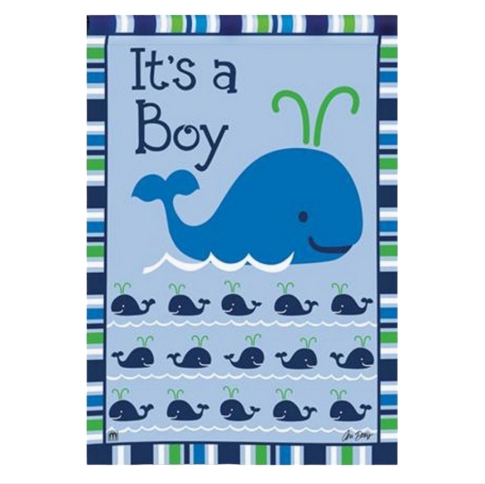 NEW Whales "It's a Boy!" 28 x 40 inch BreezeArt Premium House Flag